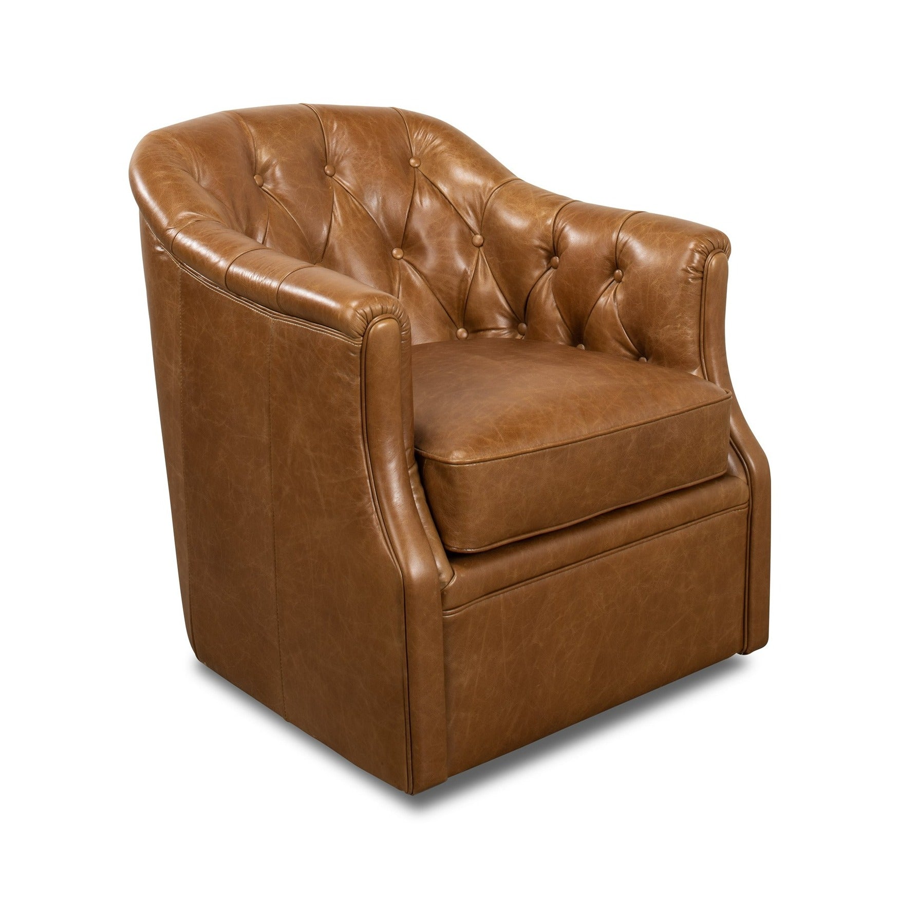 Coolidge Leather Swivel Chair - Cuba Brown