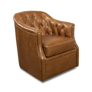 Coolidge Leather Swivel Chair - Cuba Brown