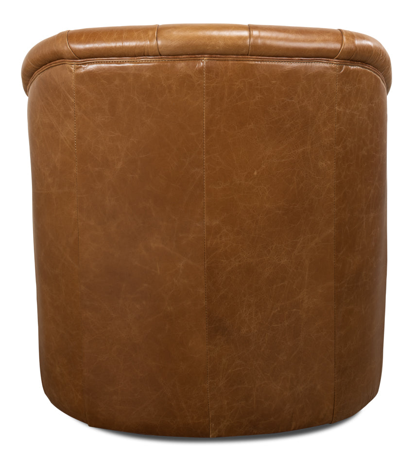 Coolidge Leather Swivel Chair - Cuba Brown