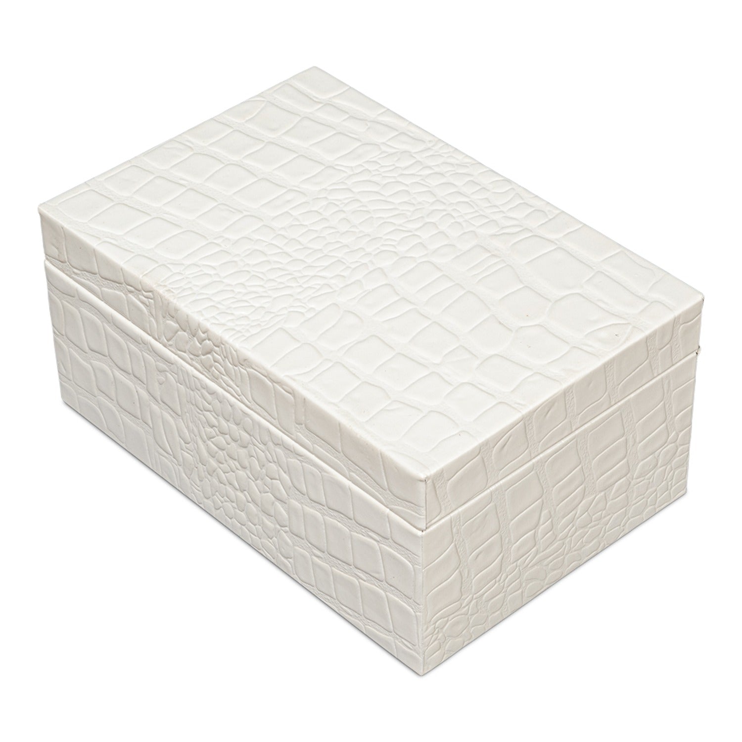 Candece Leather Box, Pearl, Set of 2