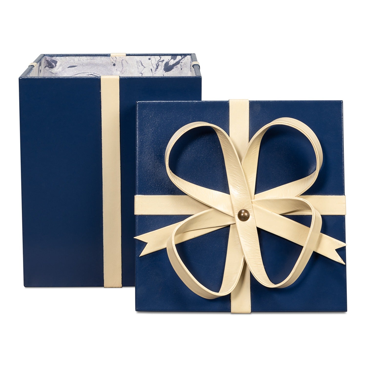 Ferrell Leather Holiday Boxes, Set of 3, Navy