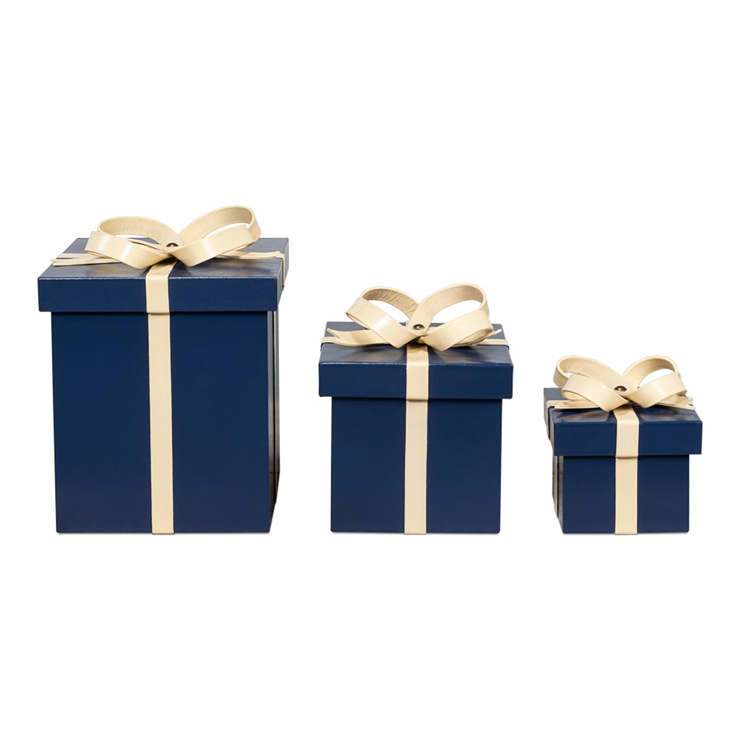 Ferrell Leather Holiday Boxes, Set of 3, Navy