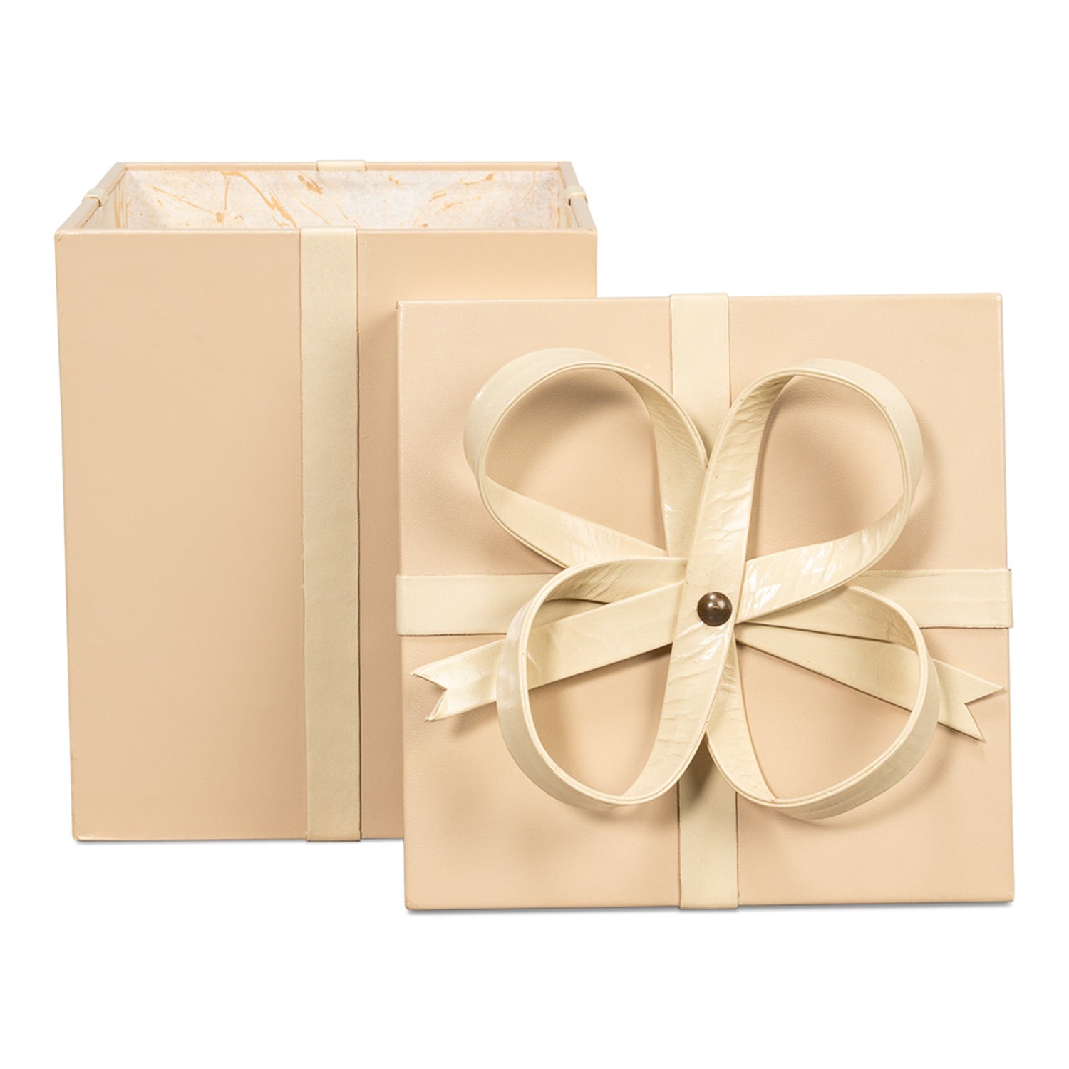 Ferrell Leather Holiday Boxes, Set of 3, Taupe