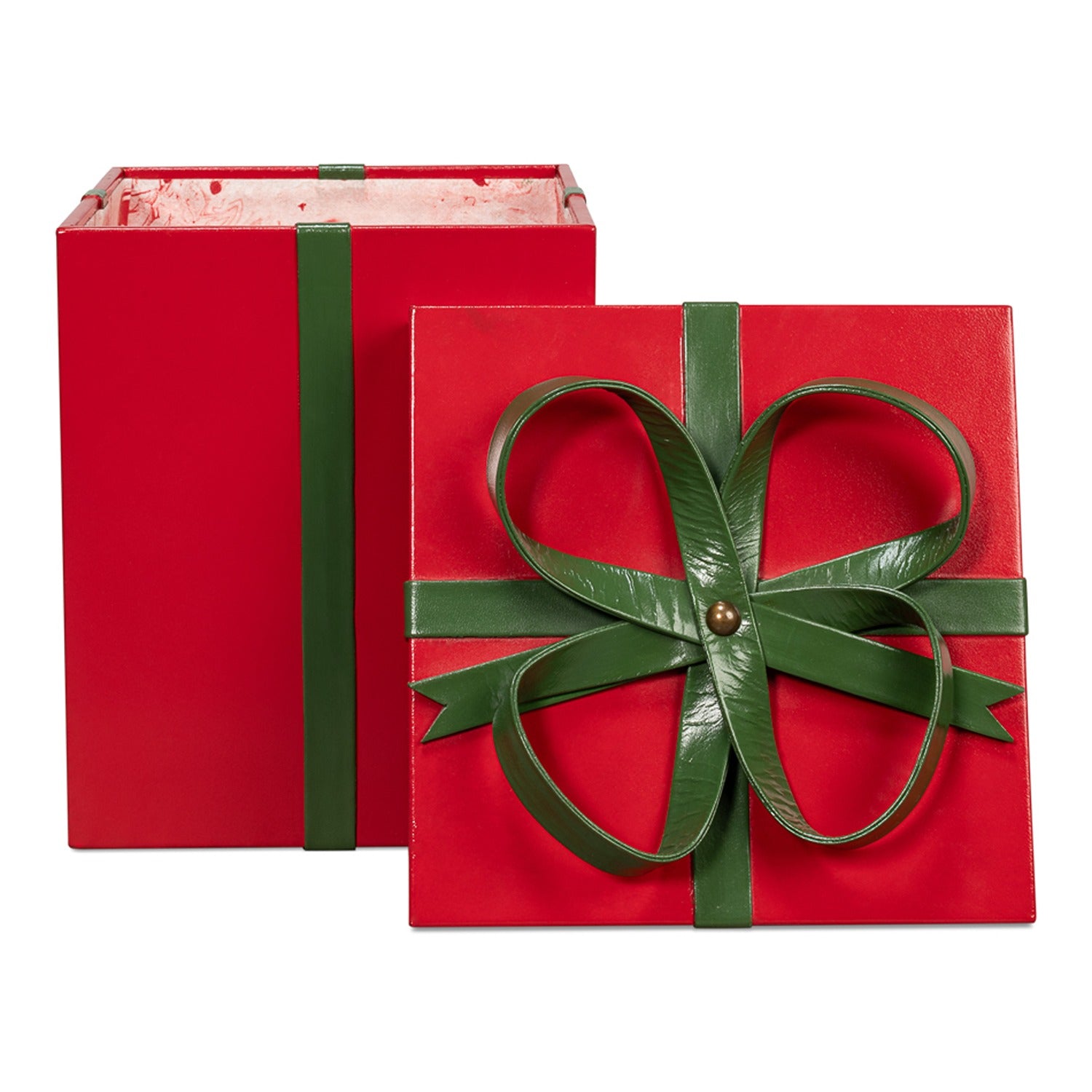 Ferrell Leather Holiday Boxes, Set of 3, Red