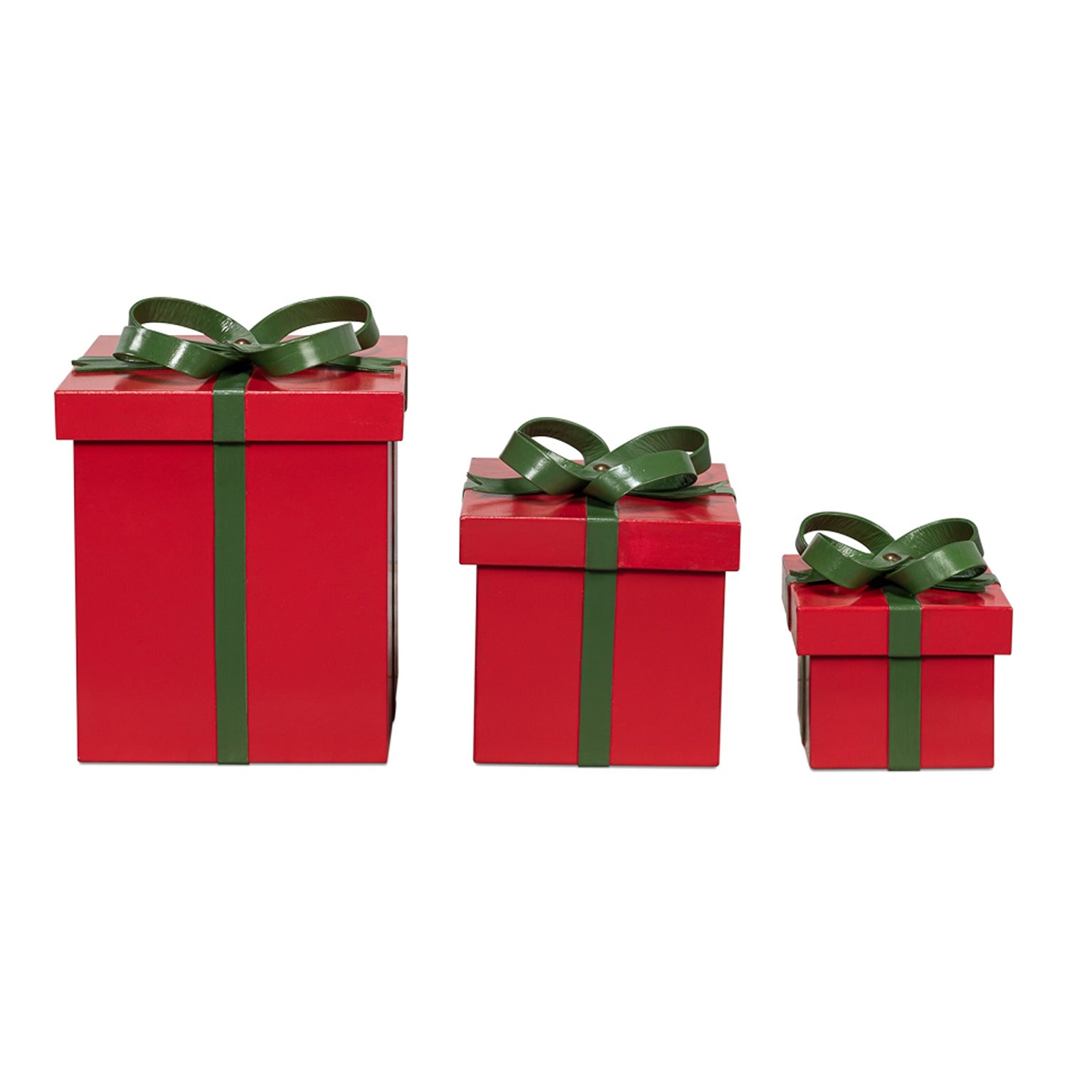 Ferrell Leather Holiday Boxes, Set of 3, Red