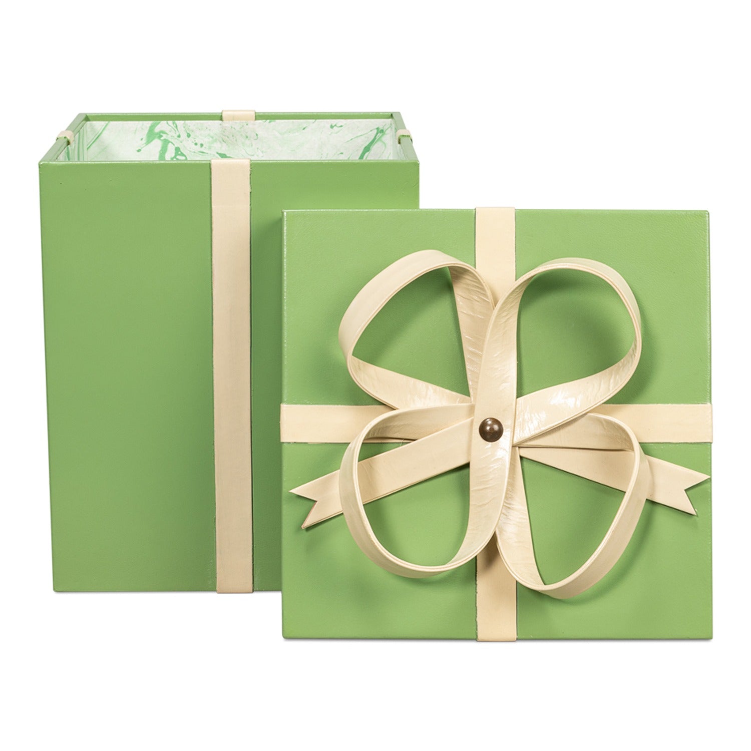Ferrell Leather Holiday Boxes, Set of 3, Green