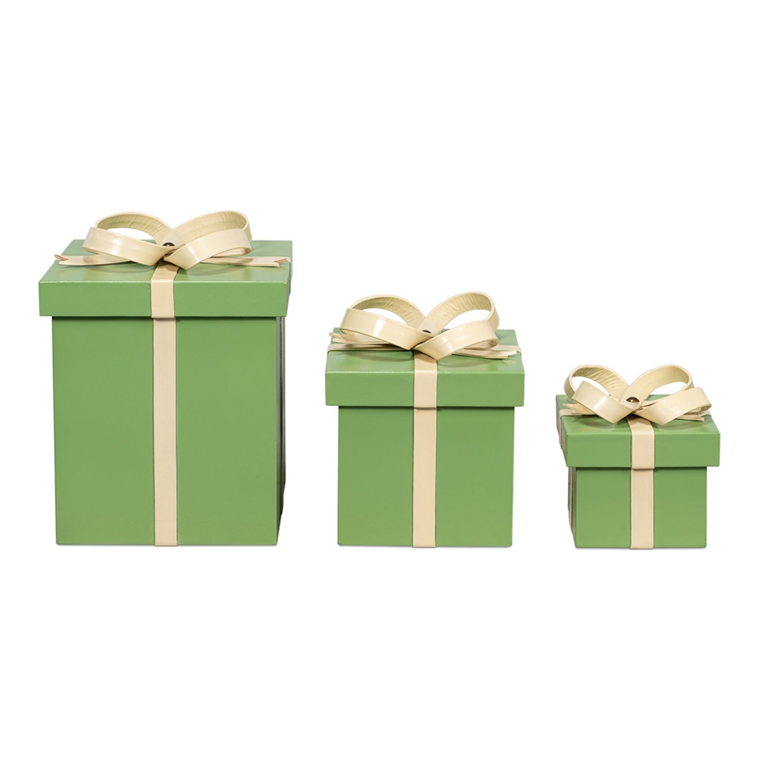 Ferrell Leather Holiday Boxes, Set of 3, Green