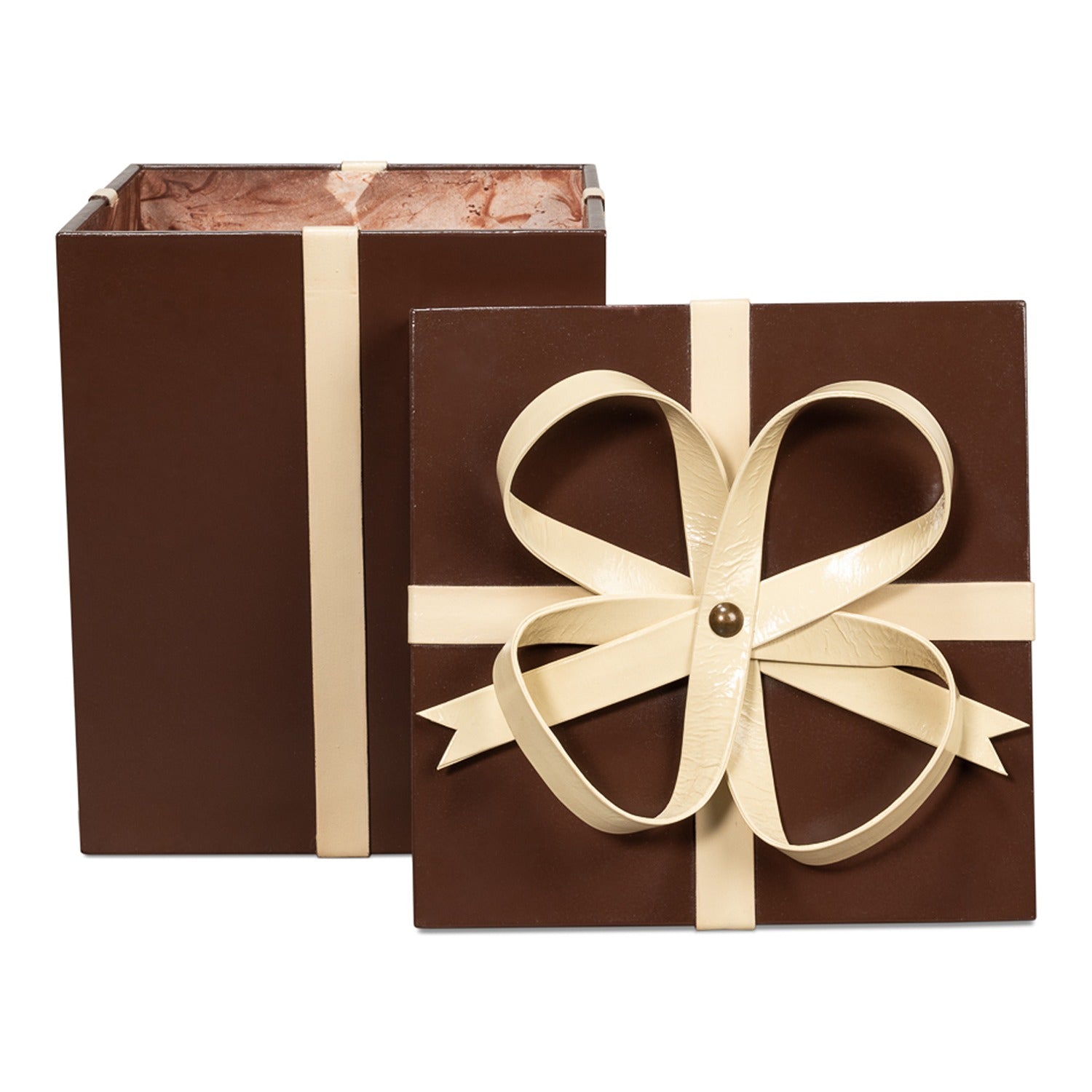 Ferrell Leather Holiday Boxes, Set of 3, Choco