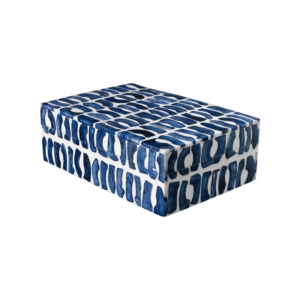 Bone Inlaid Box, Blue and White