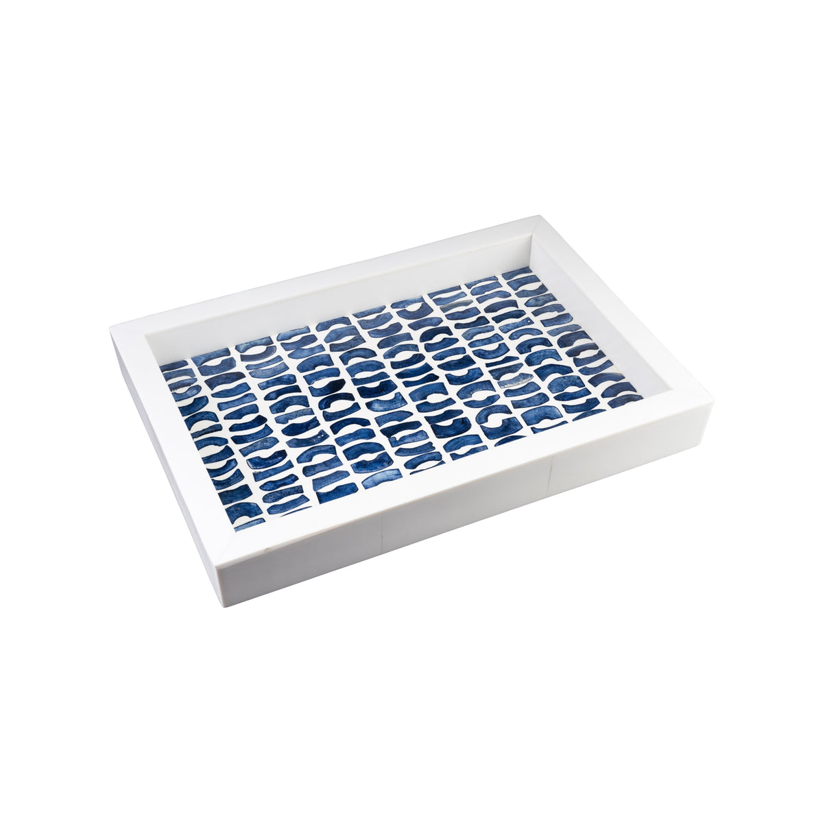 Bone Inlaid Tray, Blue and White