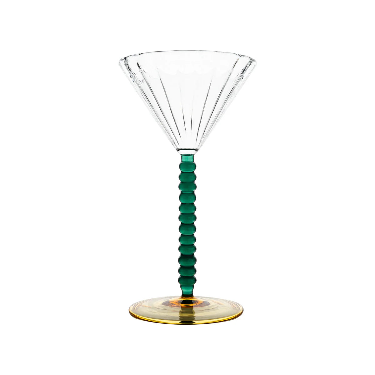 Palazzo Martini Glass, Clear, Green, Gold, Set of 4