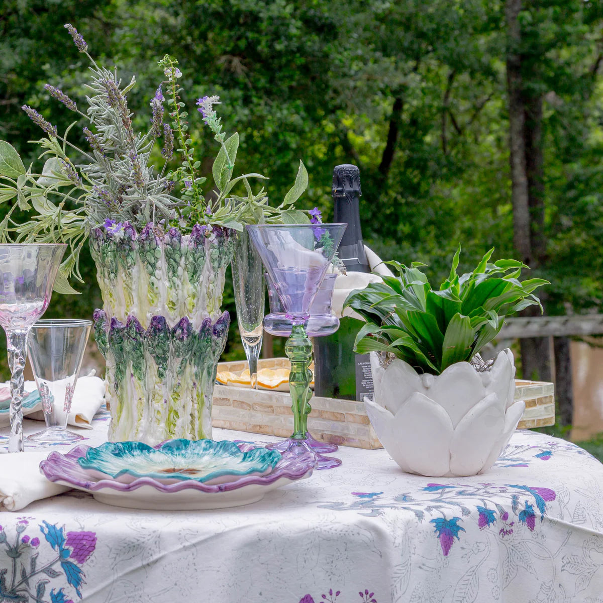 Palazzo Wine Glass, Lavender & Green, Set of 4