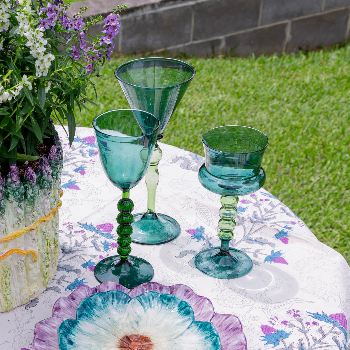 Palazzo Wine Glass, Turquoise & Green, Set of 4