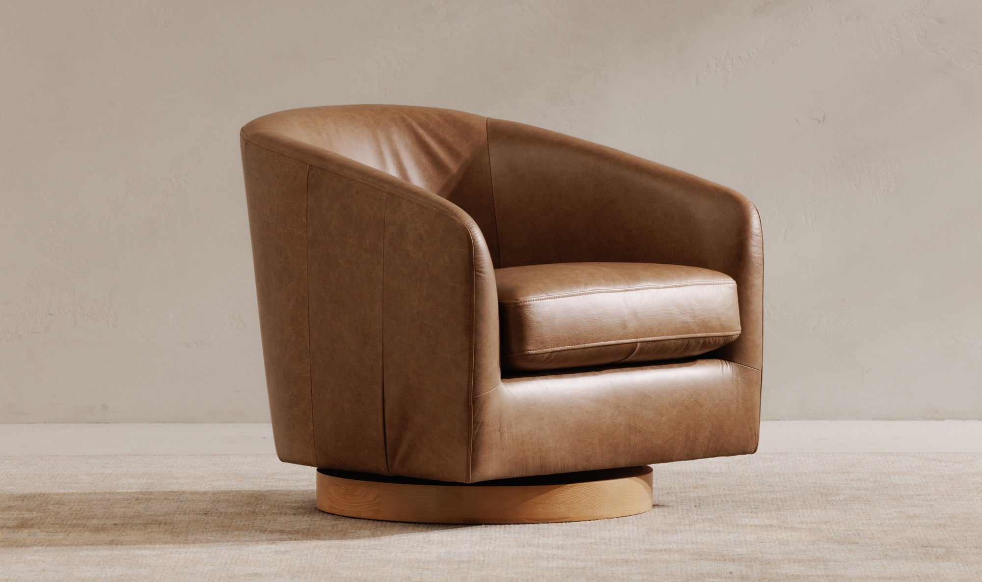 Charice Leather Swivel Chair Tan