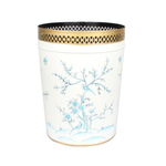 Ivory & Blue Pierced Wastepaper Basket & Tissue Holder