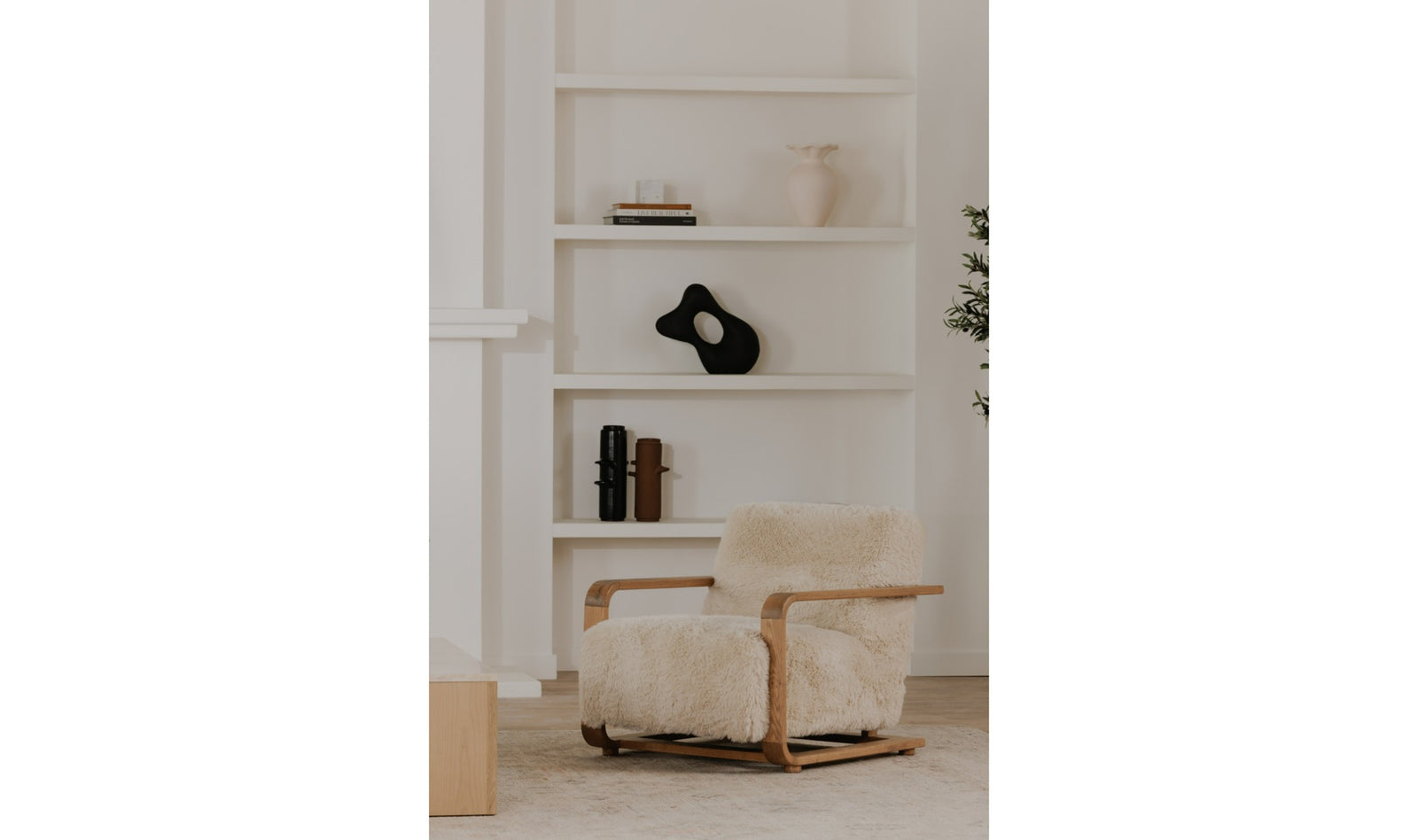 Ellis Lounge Chair - Cream Faux Fur