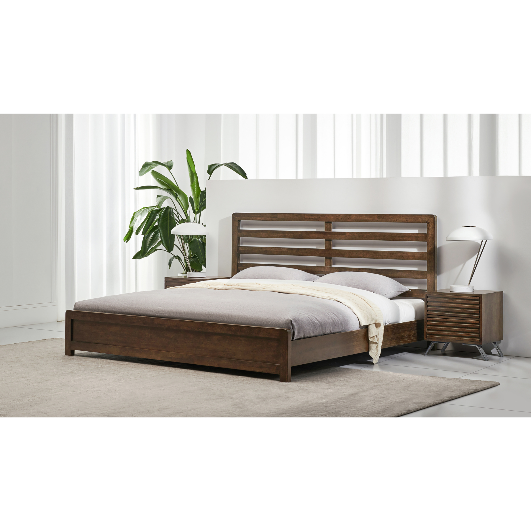 Zest Solid Wood Platform Bed in Dark Oak