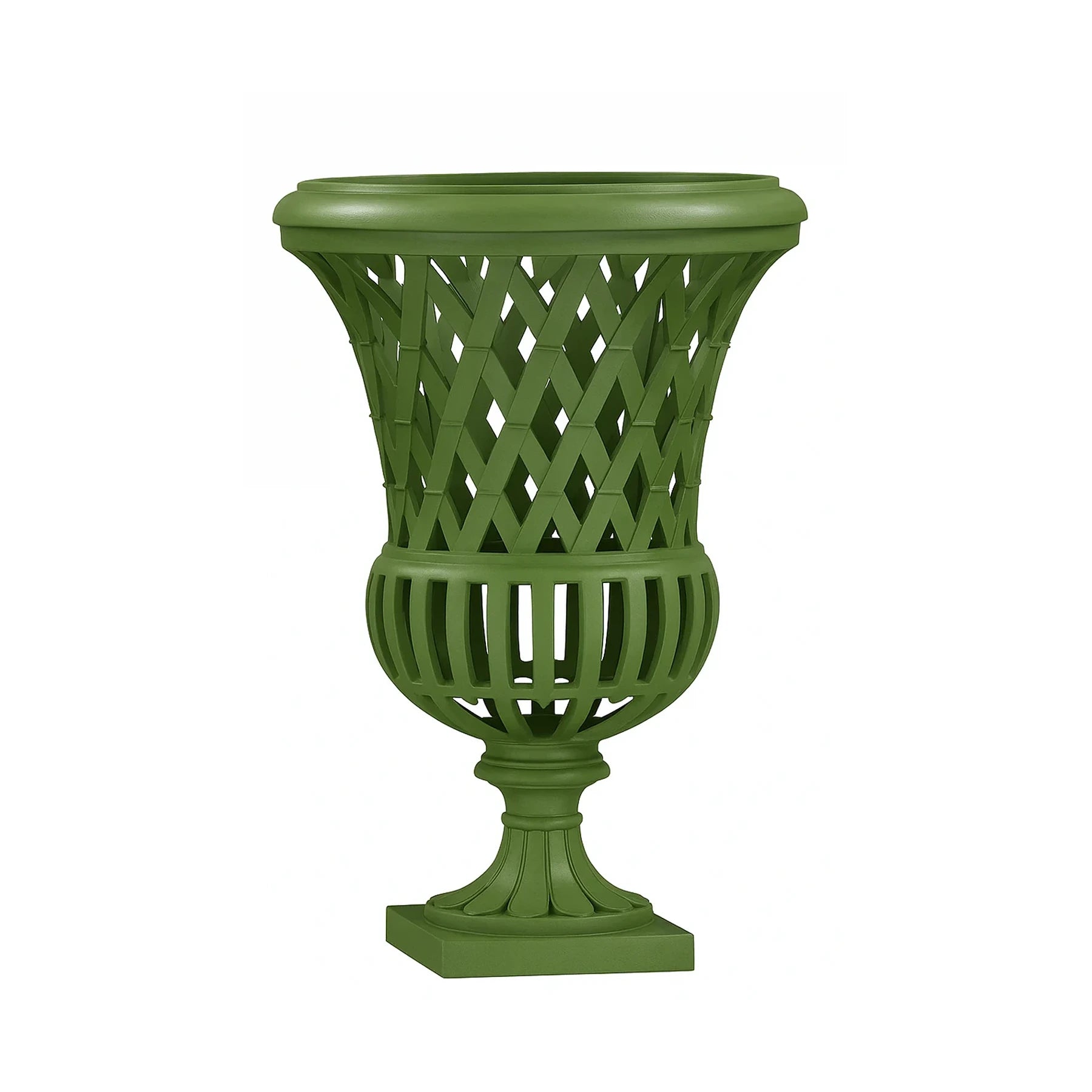Lawn Green Lattice 16" Urn In Cast Aluminum