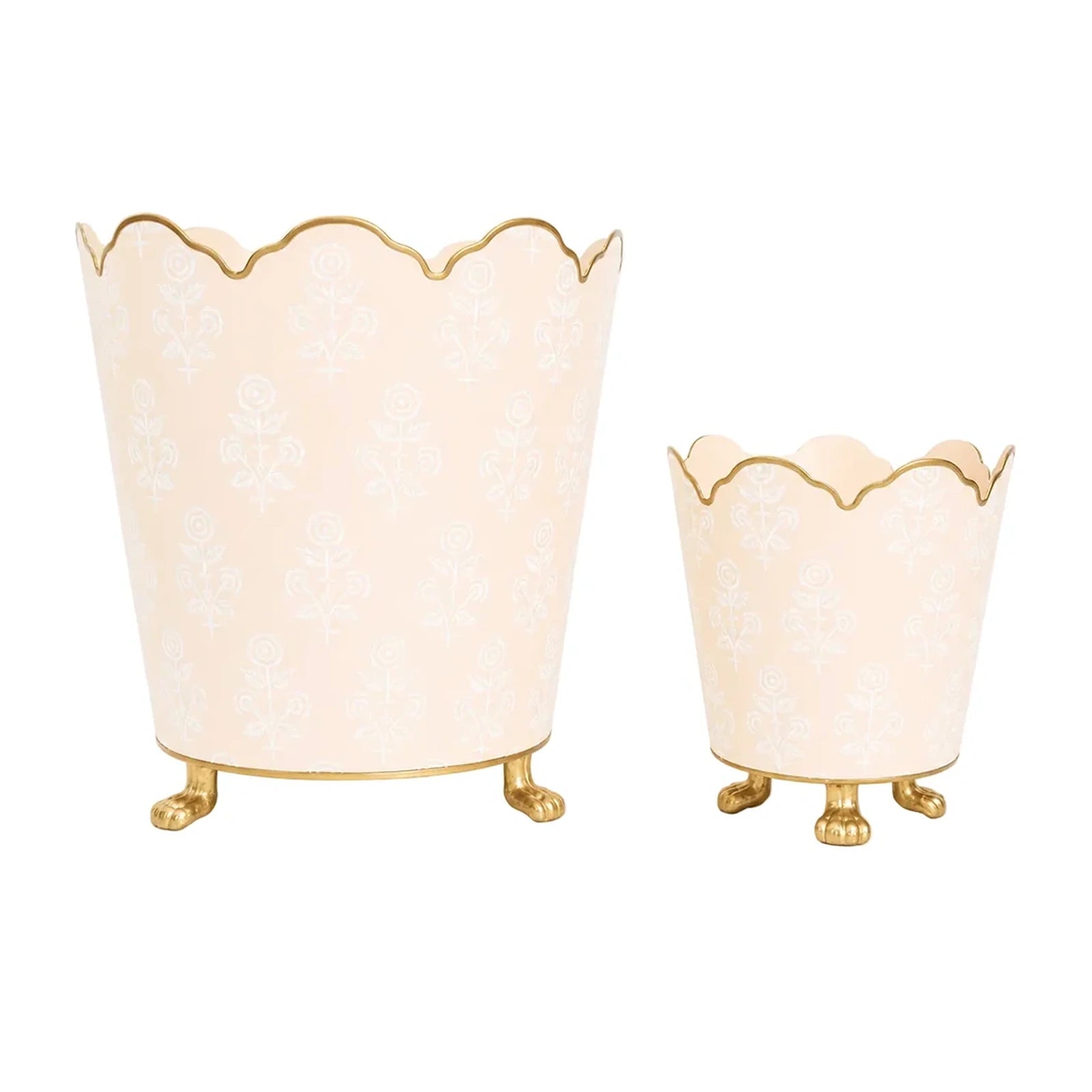 Pale Peach Floral Scalloped Planter (2 Sizes)