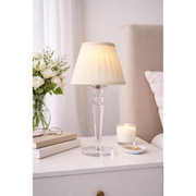 Tall Crystal Rechargeable Lamp with Ivory Shade