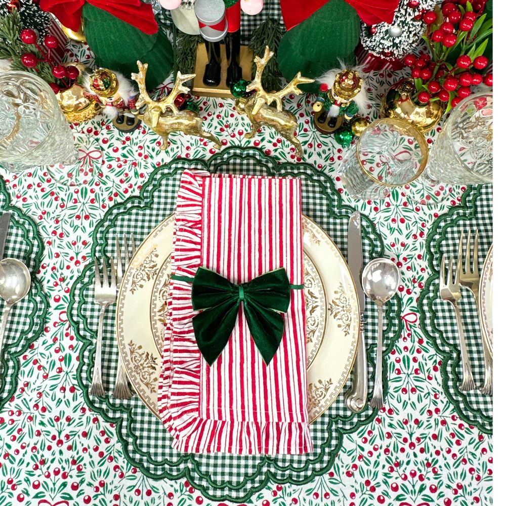 Red Stripe Ruffle Napkins (Set of 4)