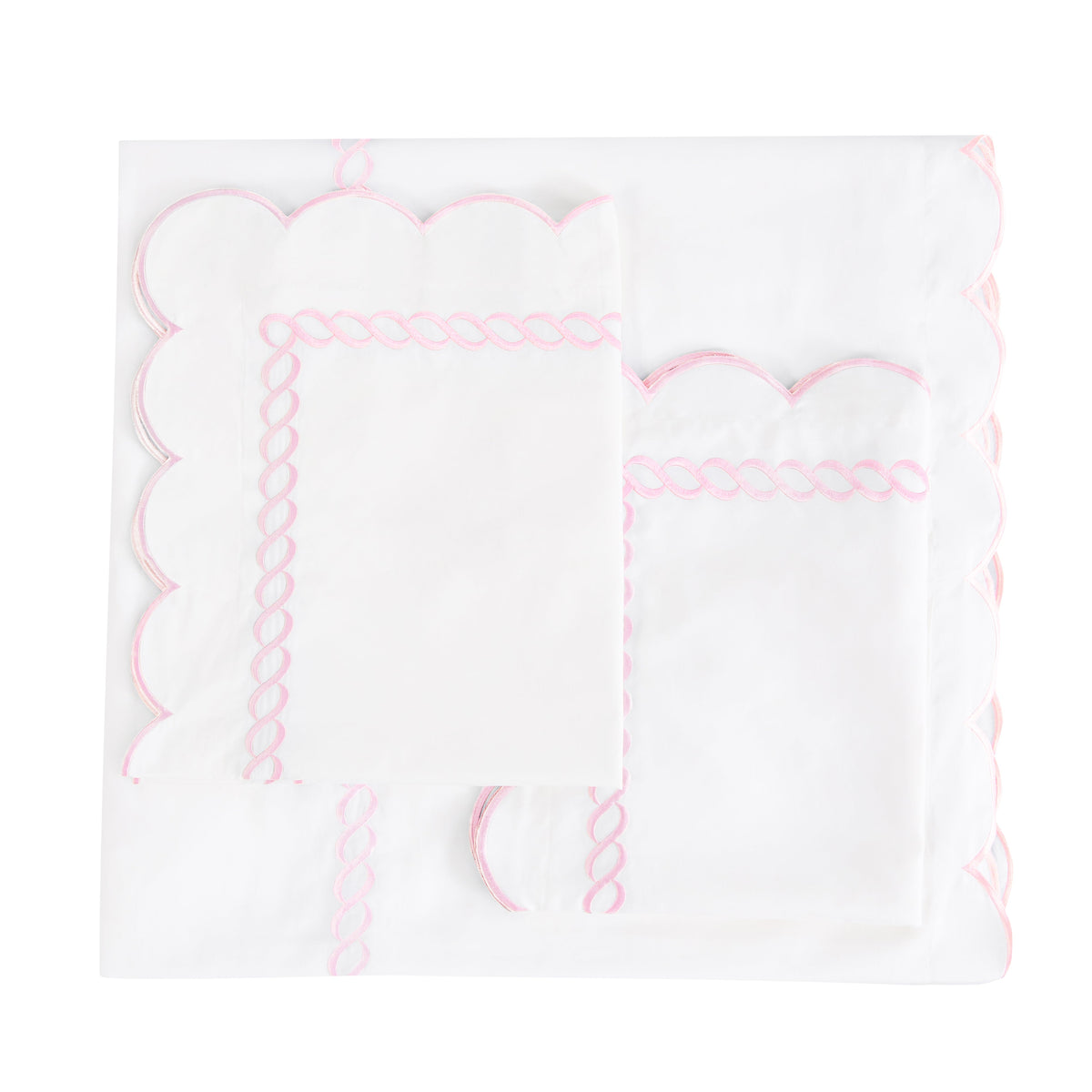 600 Thread Count Scallop Rope Embroidered Cotton Duvet Set