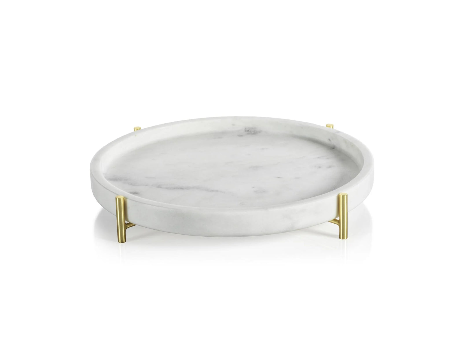 Vivere Round Marble Tray on Metal Stand