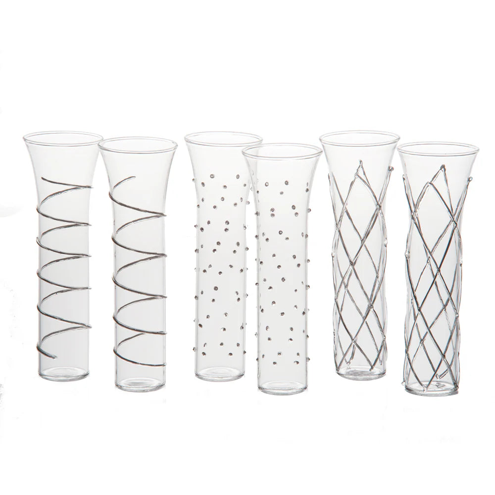 Razzle Dazzle Champagne Flutes with Accents, Set of 6