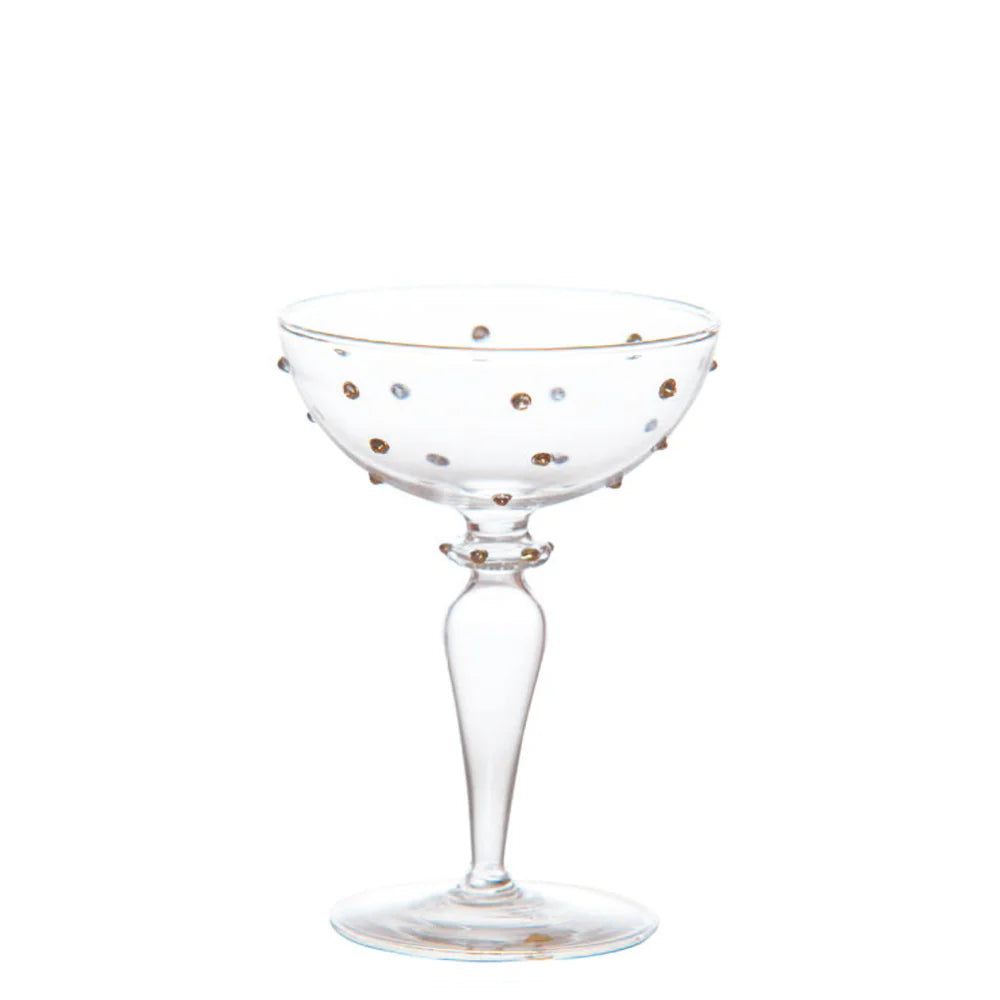 Gatsby Champagne Coupe, Gold Dots, Set of 4
