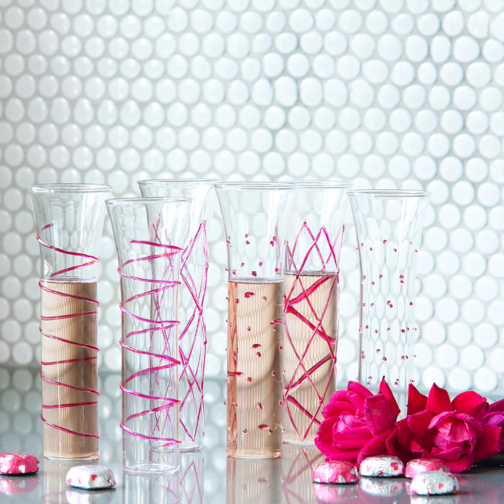 Razzle Dazzle Champagne Flutes with Accents, Set of 6