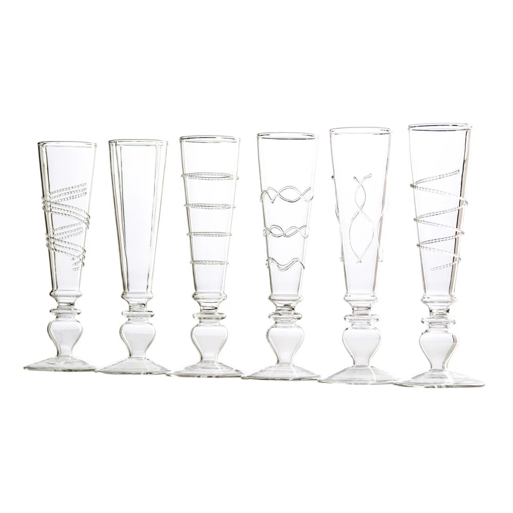 Footed Razzle Dazzle Champagne Flutes with Accents, Set of 6