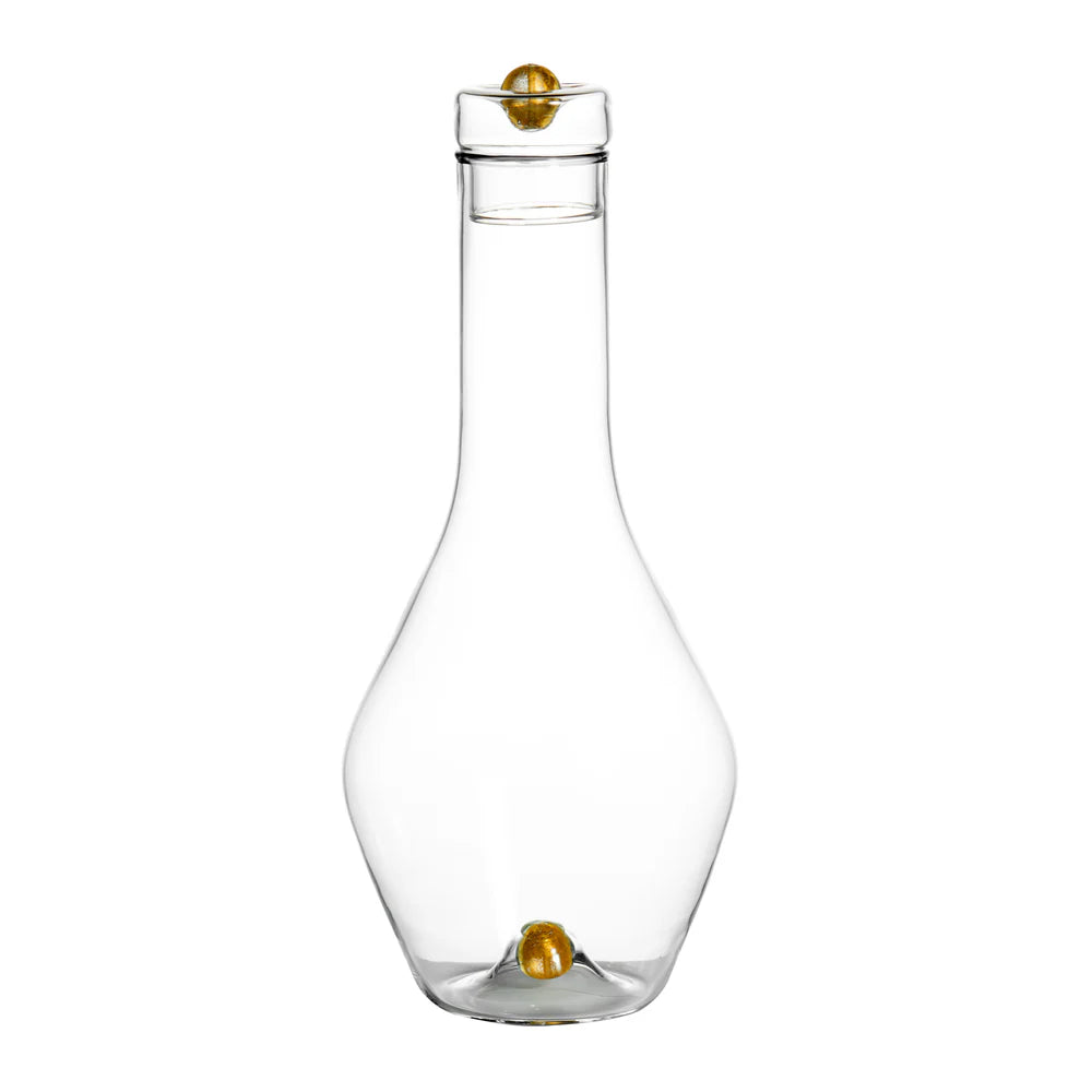 Golden Globe Decanter, Clear w/ Gold Ball