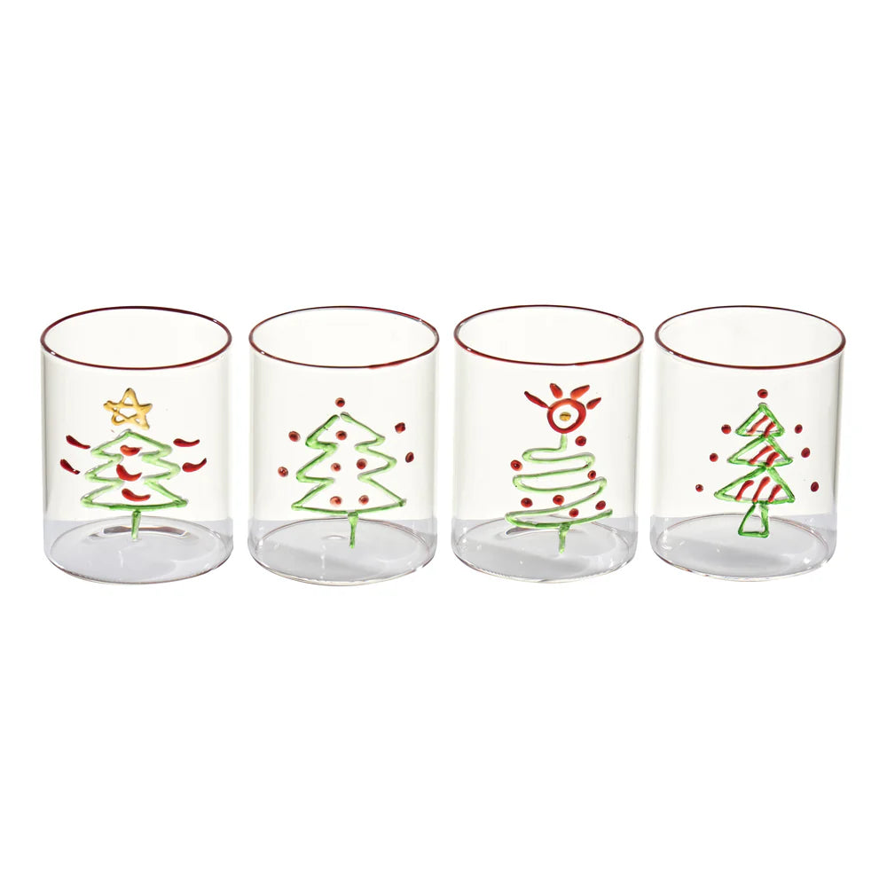 Christmas Tree Tumbler, Assorted Set of 4