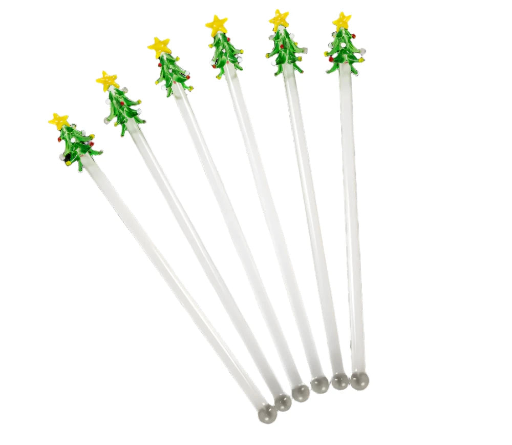 Christmas Tree Swizzle Sticks, Set of 6