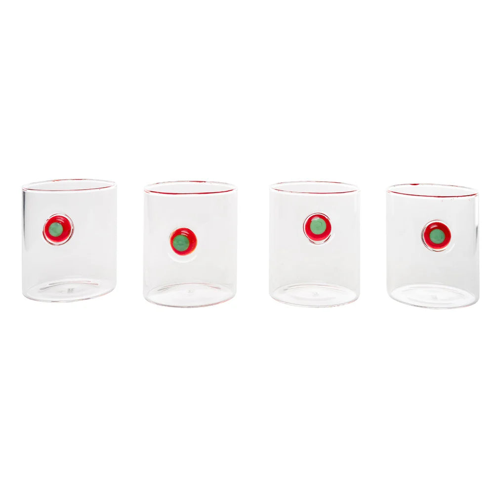 Medallion Christmas Tumblers, Red/Green, Set of 4