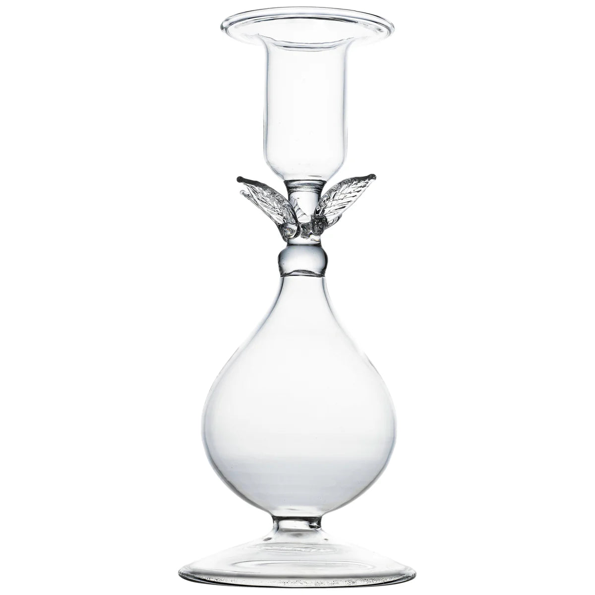 La BoHeme Clear Candlestick, w/ Clear Leaves