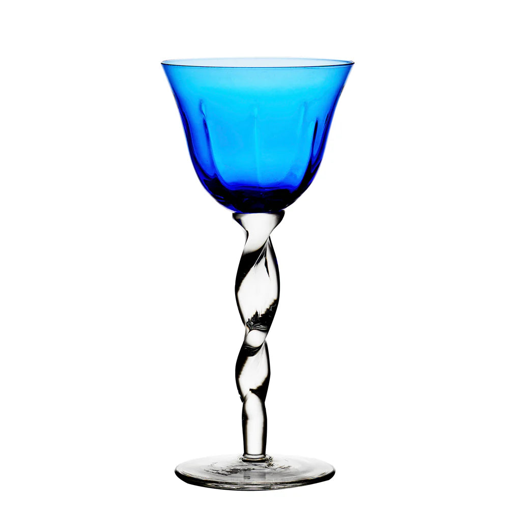 Adriana Wine Glass, Cobalt, Set of 4