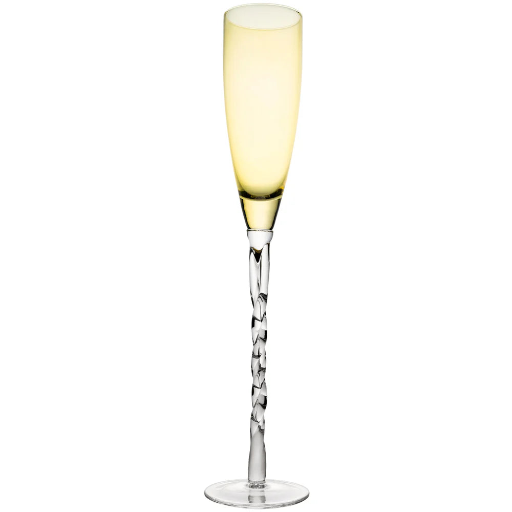 Adriana Champagne Glass, Yellow, Set of 4