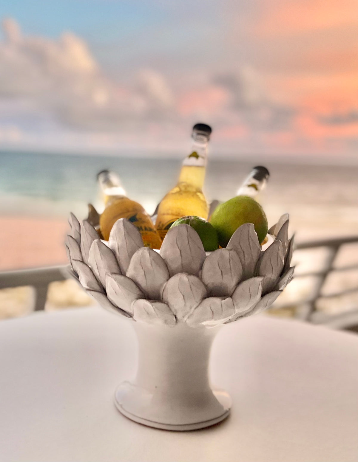 White Artichoke Footed Centerpiece