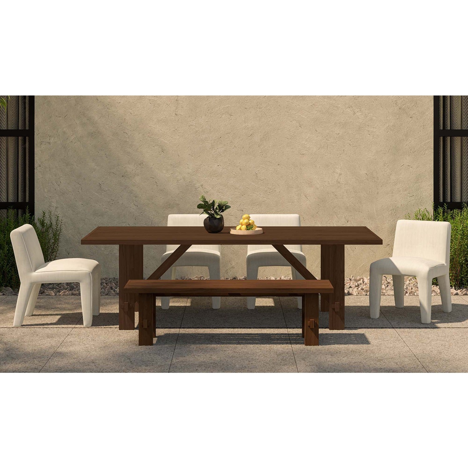 Arthur Outdoor Dining Bench Brown