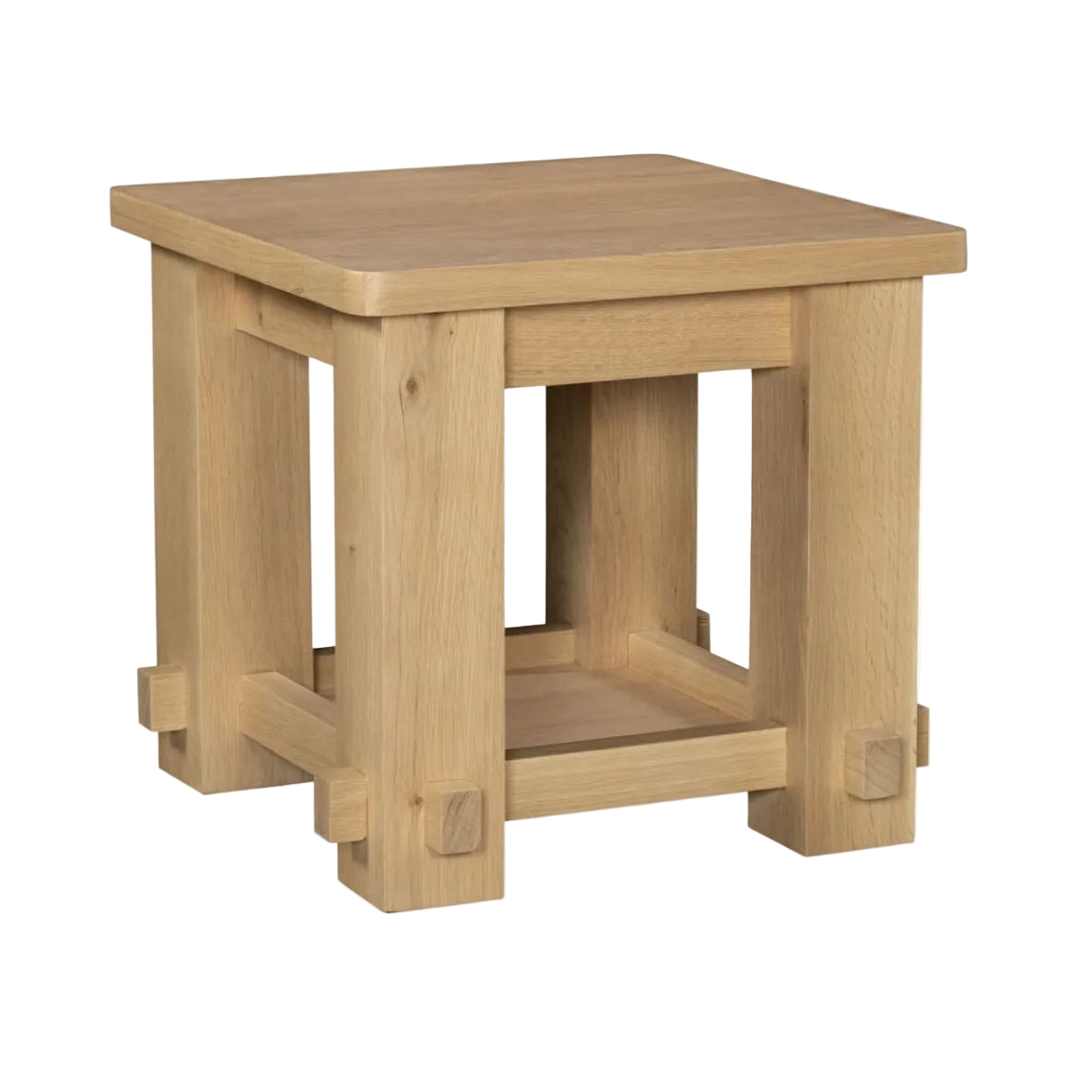 Wooden side table on a white background