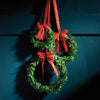 Evergreen Wreaths With Red Ribbons, Set of 3