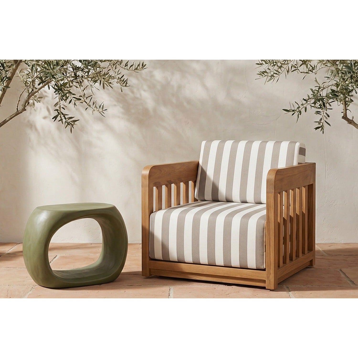 Zoya Outdoor Accent Chair Brown Stripe