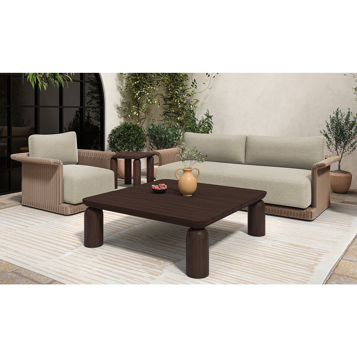 Milena Outdoor Side Table Brown