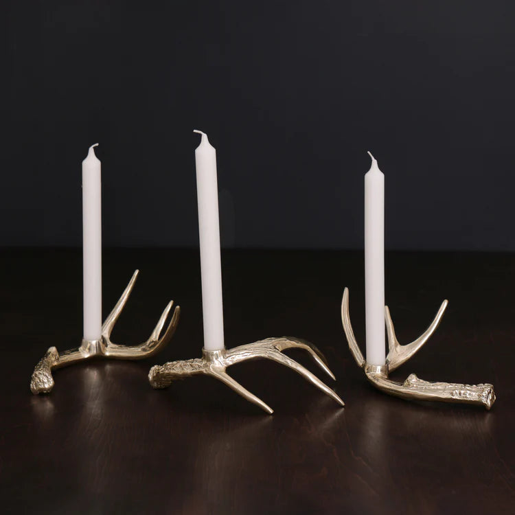 WESTERN
Sierra Modern Antler Candlestick Gold Set of 3 (Gold)