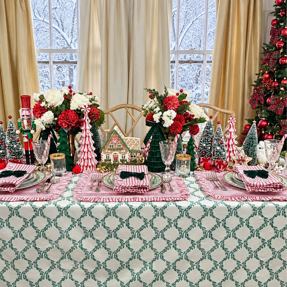 Red Stripes - Quilted Placemat with Ruffle  - Set of 4
