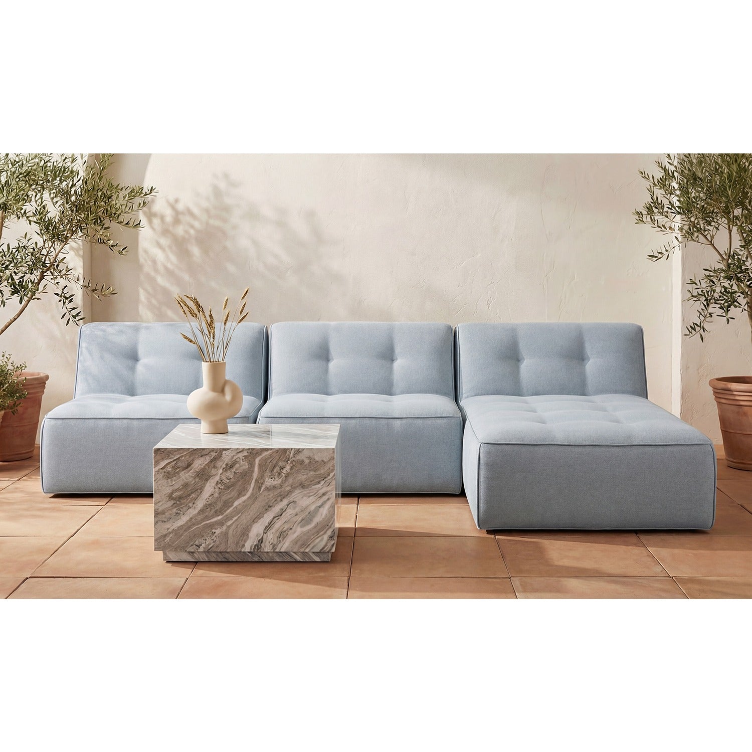 Clementine 3 Piece Outdoor Lounge Light Blue