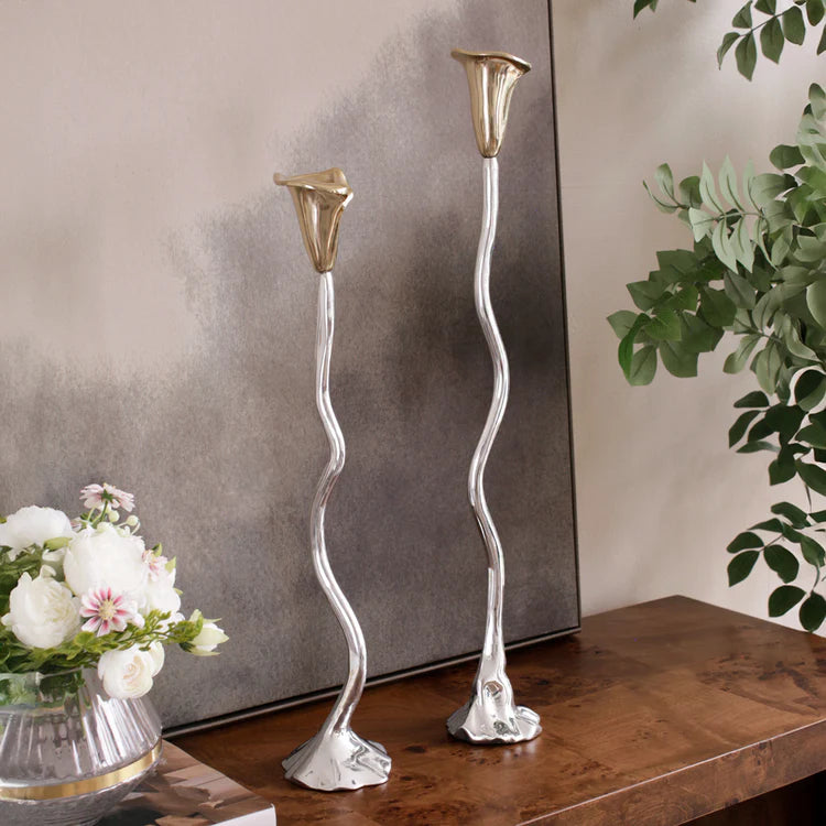 GARDEN Tulip Candlestick Holder 22" with Gold Tulip
