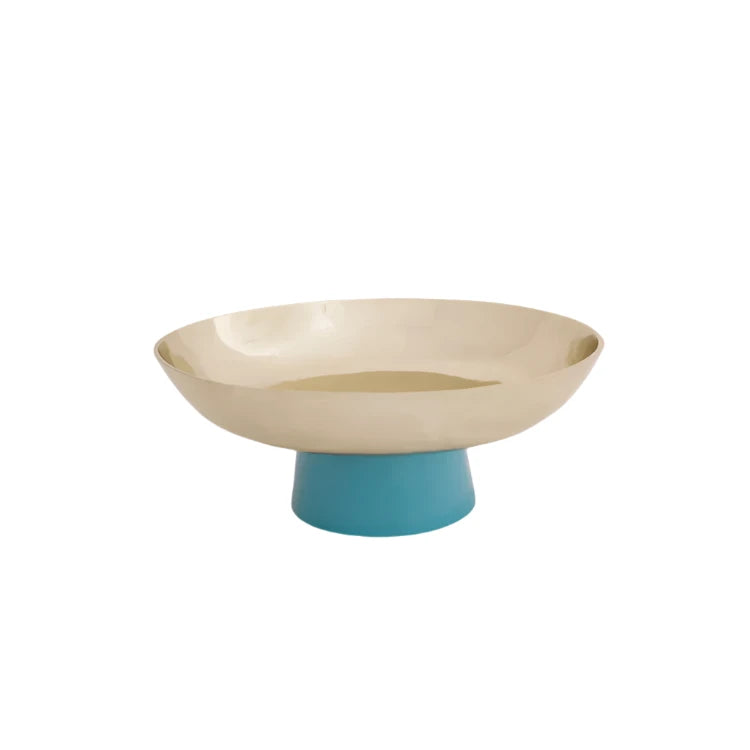 CARNAVAL Sierra Modern Medium Bowl with Base (Gold and Blue)