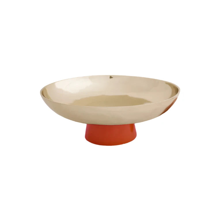 CARNAVAL Sierra Modern Large Bowl with Base (Gold and Orange)